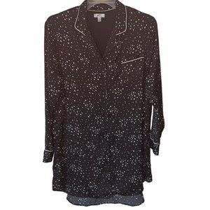 Secret Treasures Long Black Night Shirt With White Stars Size XL